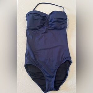 J. Crew Dark navy Blue women’s one piece swim bathing suit size 12 bandeau